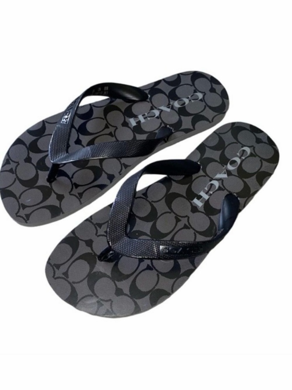 NWT..Coach Black Signature Print Flip Flop Sandals Size 5/6 - Picture 3 of 8
